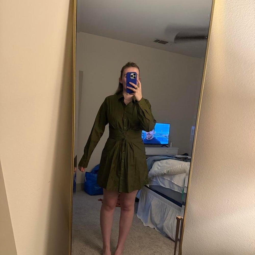 NWT GB Olive green shirt dress